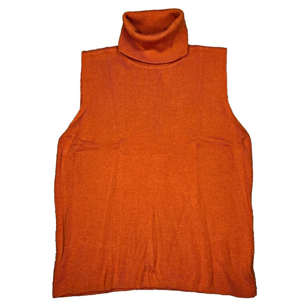 VTG Linda Allard Ellen Tracy Wool Silk Blend Knit Sleeveless Turtleneck Women L